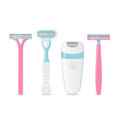 Realistic detailed 3d shaving razor mockup set Vector Image