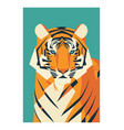 tiger face animal on green background flat color vector image