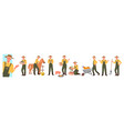 farm works of male farmer set man in hat feeding vector image