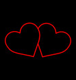 two hearts black and red vector image vector image
