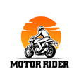 biker riding motorcycle logo vector image