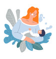mother holding baby on hands caring for child vector image vector image