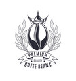 premium quality coffee beans logo design template vector image