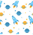 rockets fly in space with planets and stars vector image