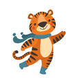 cute orange tiger waving his paw vector image vector image