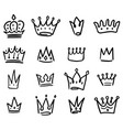 set crown in sketching style corona symbols vector image