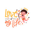 cute cupid angel and lettering composition for st vector image vector image