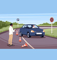 student on driving school test practical vector image vector image