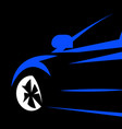 turning car on a black background front half vector image vector image