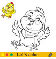 cute laughing chicken coloring with colorful vector image