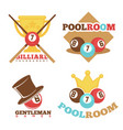 billiard pool club poolroom labels vector image
