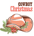 cowboy christmas card with text isolated on white vector image