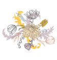 drawing vintage composition with flowers vector image