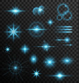 realistic set lens flares star lights and glow vector image vector image