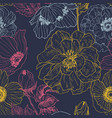 seamless pattern of wild roses and anemones vector image