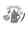 vintage set beer objects in engraving style vector image vector image