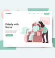 elderly with caregiver or nurse vector image