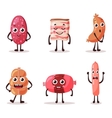 food meat characters with cartoon faces vector image