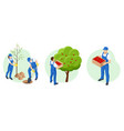 isometric gardeners farmers and workers caring vector image vector image