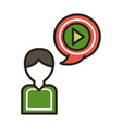 man with media player in speech bubble education vector image