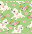 seamless pattern lambs on green background vector image vector image
