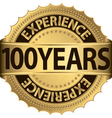 100 years experience golden label with ribbon vector image