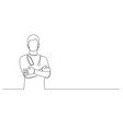 continuous one line man doctor with phonendoscope vector image