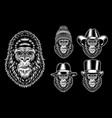collection gorilla smoking characters vector image