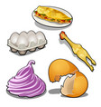 set of food products from chicken eggs vector image
