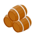 three wooden barrels icon isometric 3d style vector image