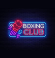 boxing club neon sign night design vector image vector image