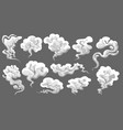 cartoon smoke white cloud set vector image