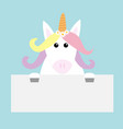unicorn head face hanging on paper board template vector image