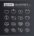 silver valentines day icons set vector image