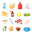 cold flue influenza remedies mixture pills vector image vector image