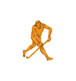 field hockey player running with stick drawing vector image vector image