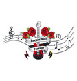 rock n roll forever electric guitar with roses vector image