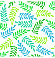 seamless pattern with green and blue leaves vector image vector image