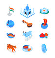 indian symbols - modern colorful isometric icons vector image