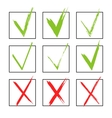 set of hand-drawn check marks sketch watercolor vector image vector image