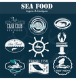 set of vintage sea food logos logo templates vector image
