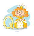cartoons alphabet - letter q with funny queen vector image