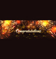 congratulations fireworks horizontal poster vector image
