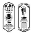 set vintage podcast radio flyers vector image