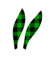 bunny ears silhouette with green and black vector image vector image