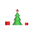 christmas tree with red star and gift boxes vector image