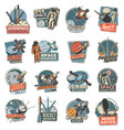 space exploration icons universe research labels vector image vector image
