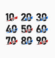 anniversary numbers with spark ribbon icon set vector image vector image