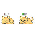 orange tabby cat with low and full battery icon vector image vector image