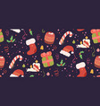 seamless christmas pattern on dark background vector image